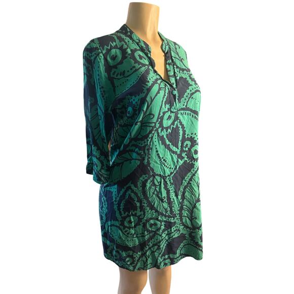Women 38 S La Fee Maraboutee Atelier Green Printed Shift Dress Long Sleeved - Picture 1 of 7